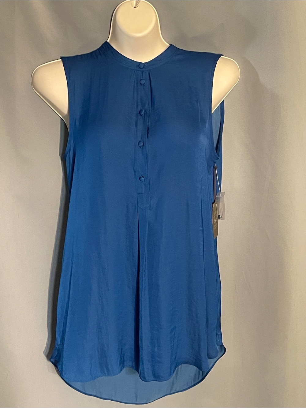 Vince Camuto Royal Blue Sleeveless Button-Front Tunic